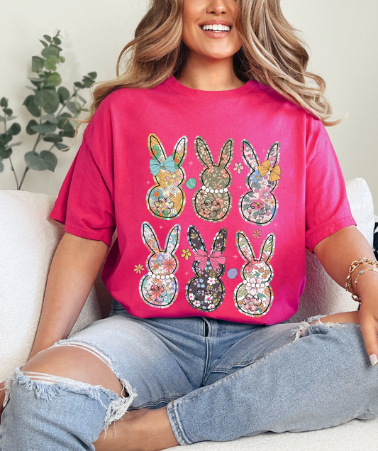 Easter Gildan, Comfort Colors, or Bella Canvas Brand Bunny Patchwork Tee/ Toddler, Youth, and Adult Sizes / Easter Shirt