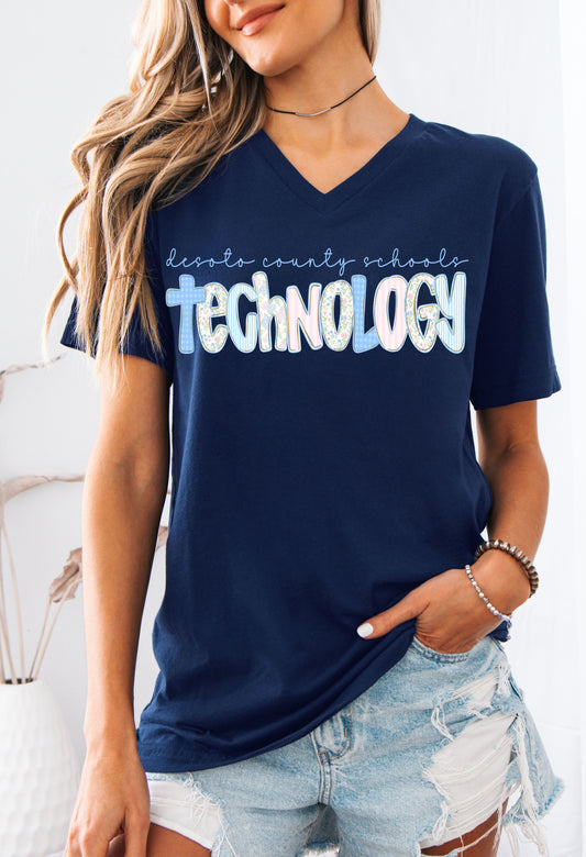 V-Neck Softstyle Desoto County Schools Technology Shirt/ Adult Sizes