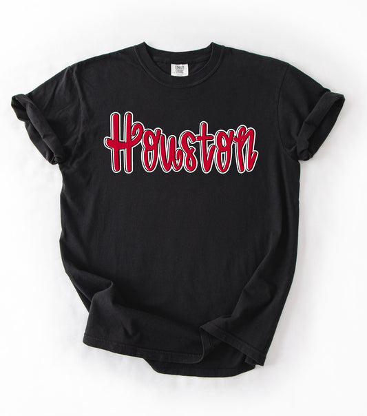 Black Gildan Softstyle or Comfort Colors Houston Mustangs Shirt/ Youth and Adult Sizing