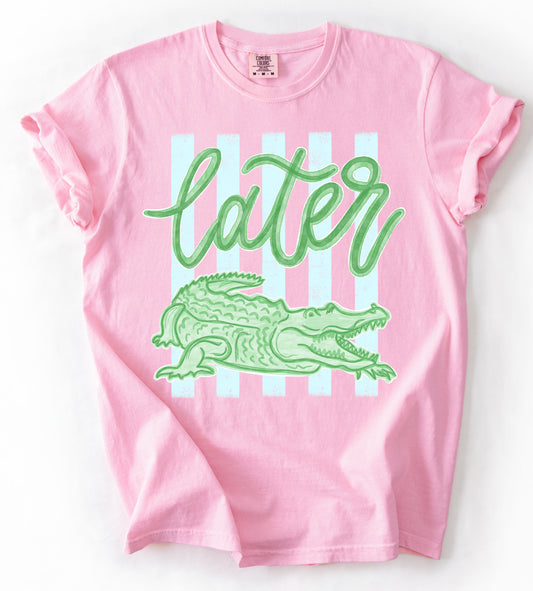 Comfort Colors or Bella Canvas Pink Later Gator Cute Summer Vacay Top/ Youth and Adult Sizes