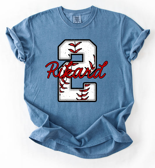 Distressed Solid Custom Comfort Colors or Gildan Softstyle Custom Baseball Number Shirt/ Youth and Adult Sizes