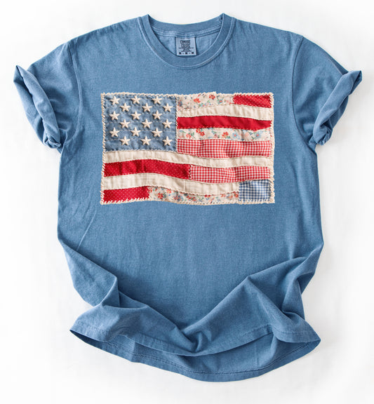 Comfort Colors USA Flag Tee/ Memorial Day or July 4th Tee/ 4th Of July/ Merica
