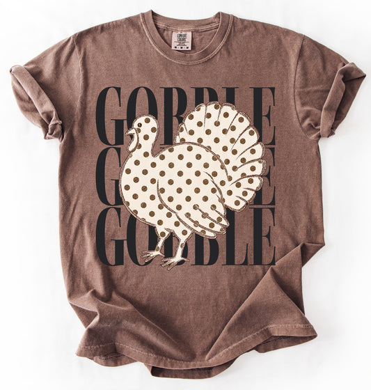Comfort Colors Gobble Turkey Shirt/- Thanksgiving Shirt/ Youth and Adult Sizes (Youth Sizes Will Be LAT Brand)