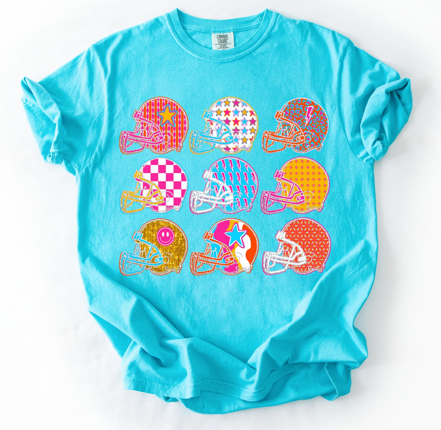Comfort Colors Football Helmets Tee/ Adult and Youth Sizes