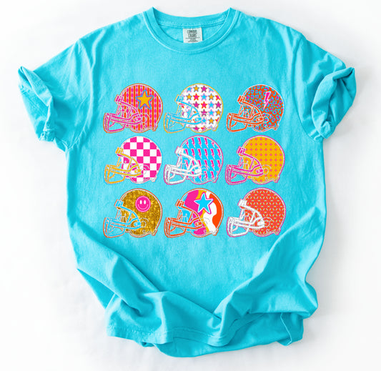 Comfort Colors Football Helmets Tee/ Adult and Youth Sizes
