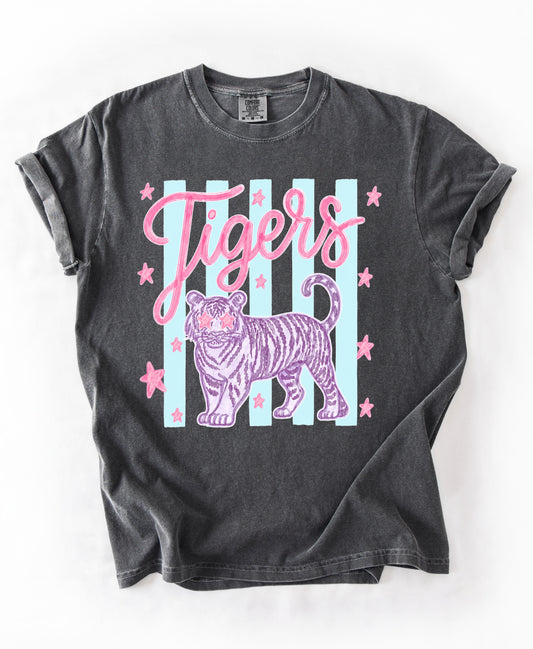 Comfort Colors Hernando Tigers Stripe Tee/ Hernando Tigers Shirt/ Youth and Adult Sizes