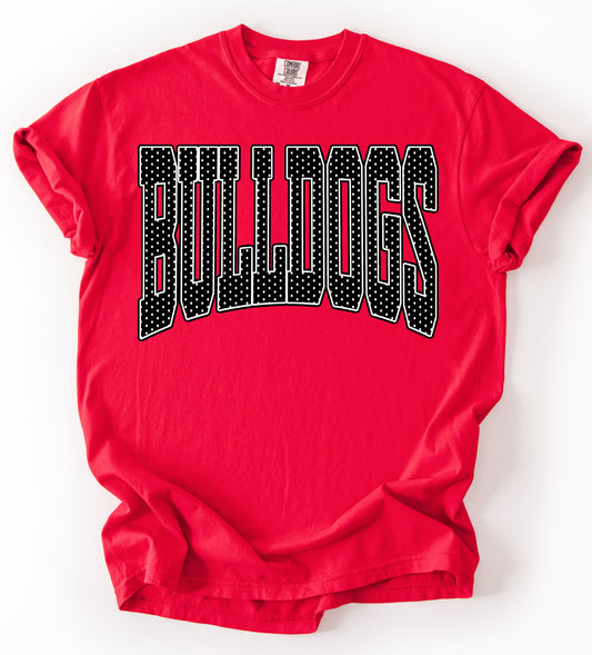 Cropped Next Level or Regular Length Comfort Colors Bulldogs Polkadot Shirt / Youth and Adult Sizes