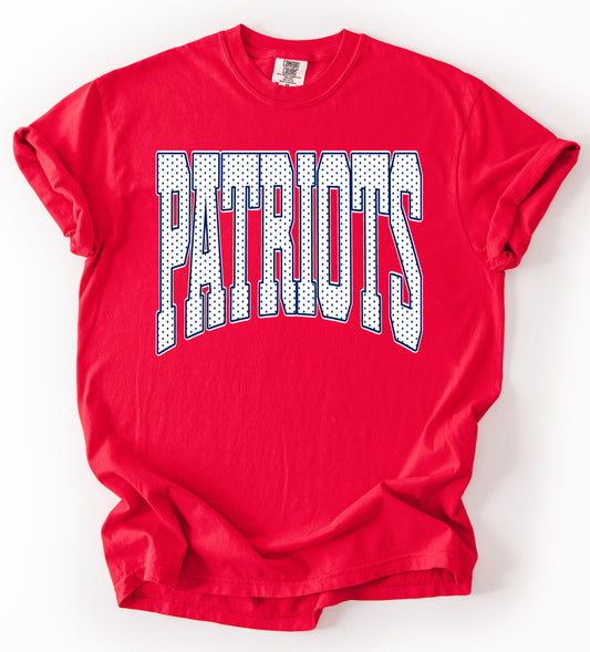 Comfort Colors or Gildan Softstyle Patriots Polkadot Cursive Tee - Youth and Adult Sizes