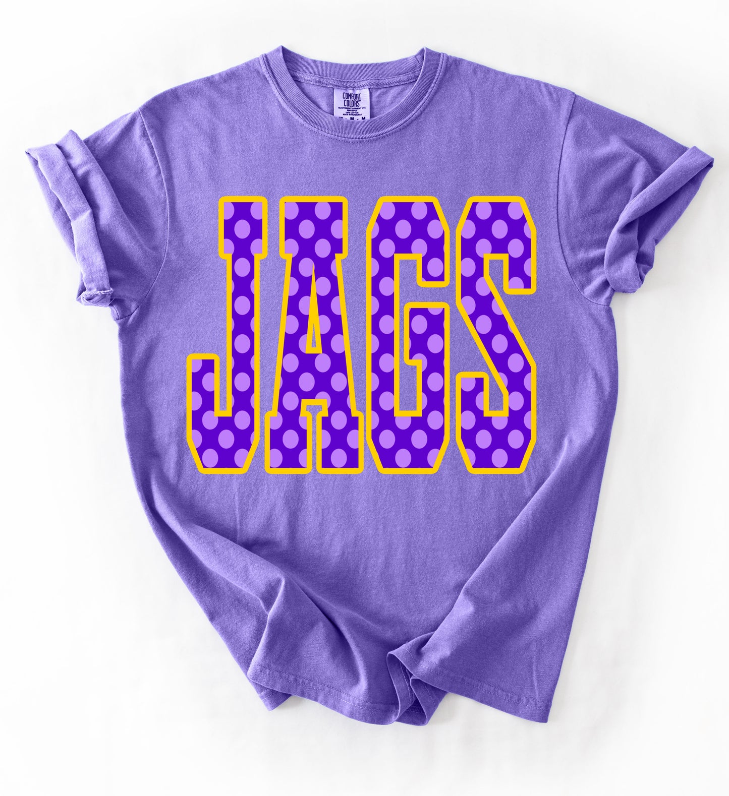 Comfort Colors  Desoto Central Jags Polka Dot Tee / Desoto Central Schools / Mississippi School Shirt /Youth and Adult Sizes - DC Jags/ Desoto Central