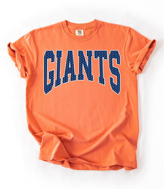 Comfort Colors or Gildan Softstyle Giants Polkadot Baseball Shirt/ Youth and Adult Sizes