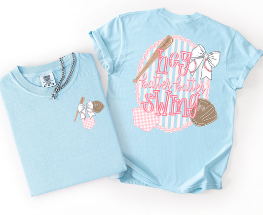 Comfort Colors Preppy Hey Batter Batter Baseball Shirt/ Youth and Adult Sizes