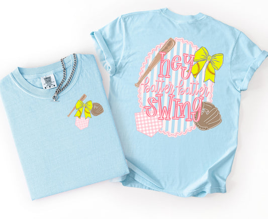 Comfort Colors Preppy Hey Batter Batter Softball Shirt/ Youth and Adult Sizes