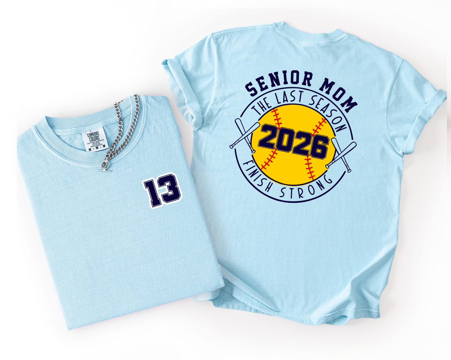 Customized Softball Senior Mom Tee - Comfort Colors