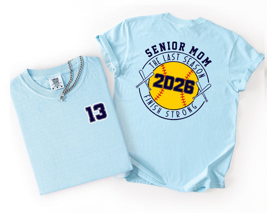 Customized Softball Senior Mom Tee - Comfort Colors