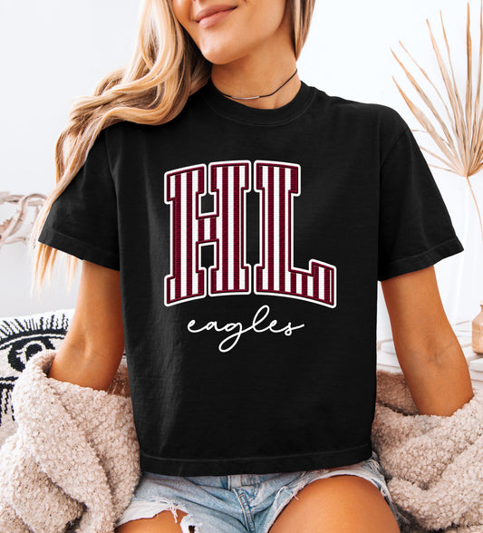 Comfort Colors Boxy Crop -Horn Lake Eagles Shirt/ HL Eagles Shirt - Adult Sizes