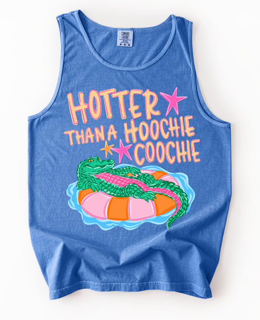 Comfort Colors Hotter Than A Hoochie Coochie Gator Summer Tank/ Summer Beach Cover Up Vacation Summer Tank