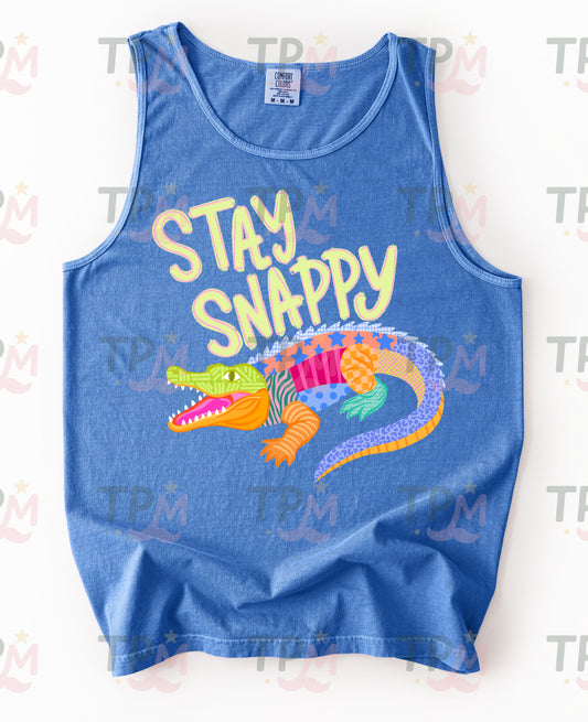 Comfort Colors Stay Snappy Gator Tank/Cute Summer Vacay Top/ Adult Sizes