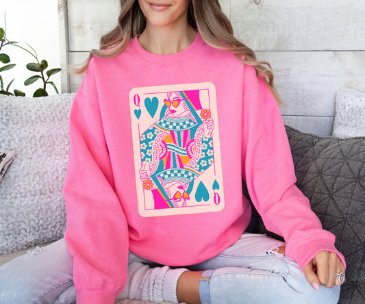 Bougie Yass Queen of Cards Unisex Sweatshirt/  Valentine's Sweatshirt/ Valentines Day Sweater/ Youth and Adult Sizes Available