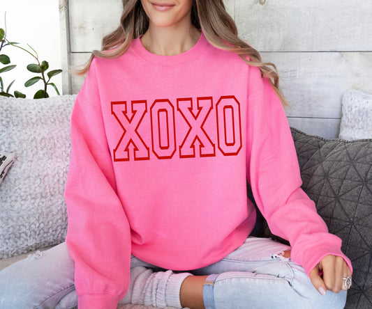 Pink XOXO Valentines Unisex Sweatshirt - Unisex Sweatshirt/ Youth and Adult Sizes