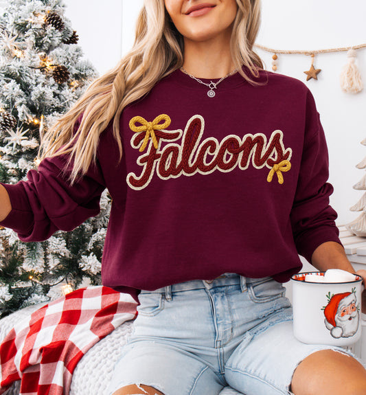 Maroon Falcons Faux Yarn Braided Sweatshirt/ Youth and Adult Sizes