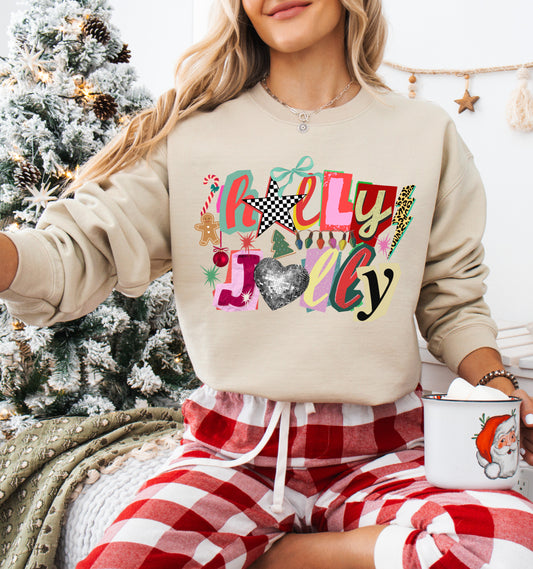 Bella or Gildan Holly Jolly Christmas Sweatshirt/ Youth and Adult Sizes