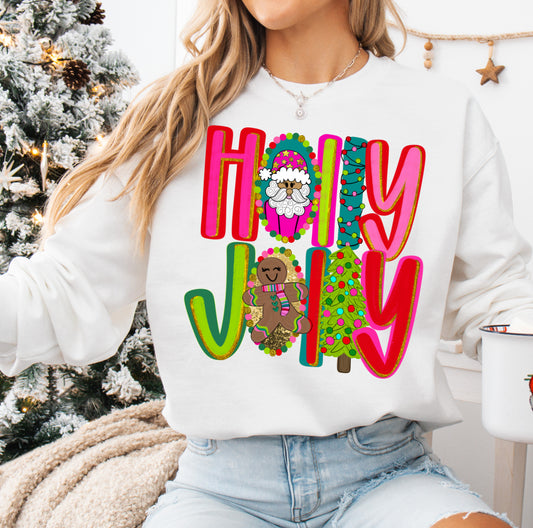 Holly Jolly Christmas Gildan or Bella Christmas Sweatshirt/ Holiday Sweatshirt/ Youth and Adult Sizes
