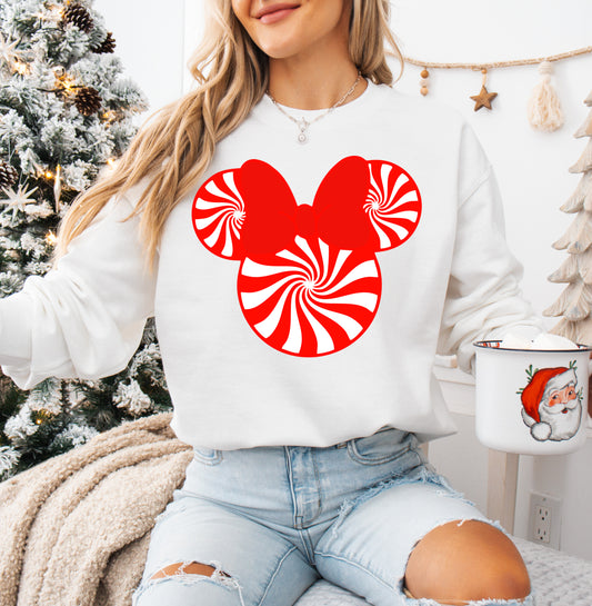 Bella Canvas or Gildan Minnie Peppermint Swirl Sweatshirt/ Youth and Adult Sizes