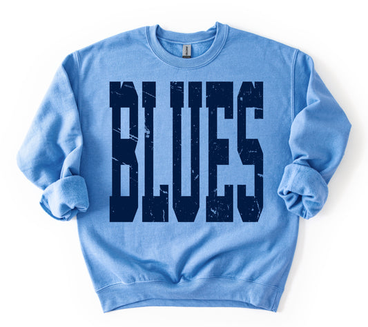 Comfort Colors, Gildan, or Bella Canvas Blues Baseball Sweatshirt/ Youth and Adult Sizes
