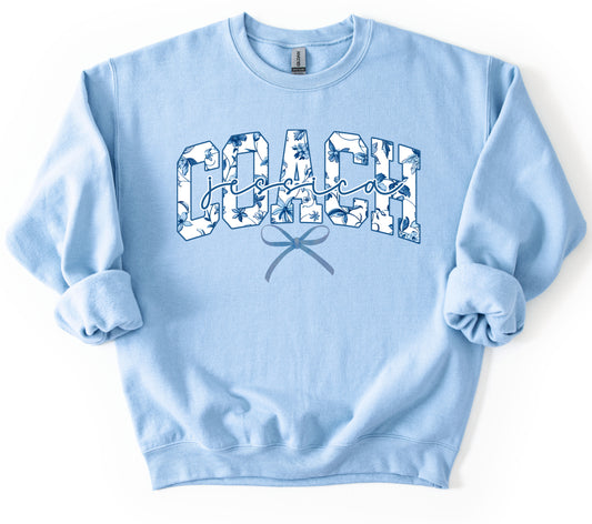 Gildan, Bella, or Comfort Colors Personalized Coach Sweatshirt with Coquette Bow/ End oF the Year Coach's Gift