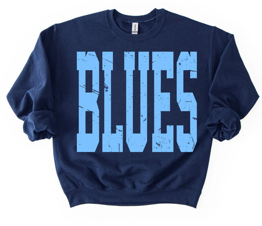Comfort Colors, Gildan, or Bella Canvas Blues Baseball Sweatshirt/ Youth and Adult Sizes