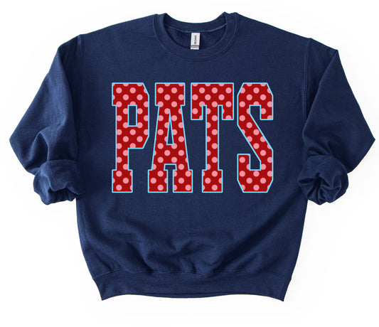 Navy Pats Polka Dot Sweatshirt / Youth and Adult Sizes/ Lewisburg -Desoto County Schools- Bella or Gildan Brand