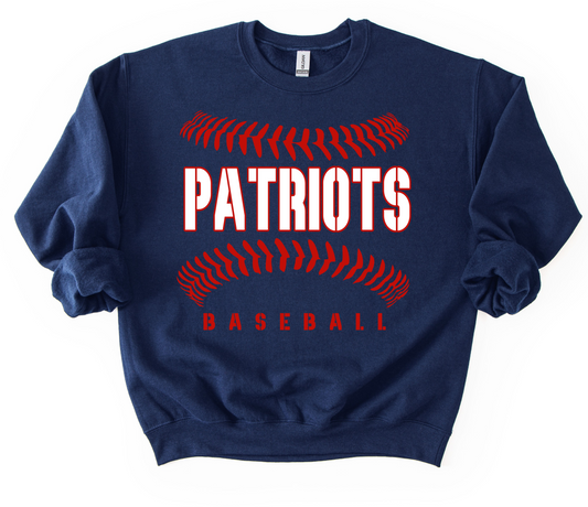 Navy Patriots Baseball Sweatshirt/ Youth and Adult Sizes