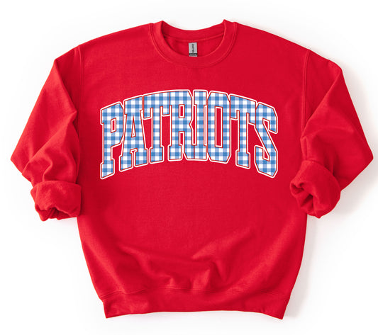 Patriots Gingham Print Sweatshirt / Youth and Adult Sizes/ Lewisburg / Marshall Academy -Desoto County Schools