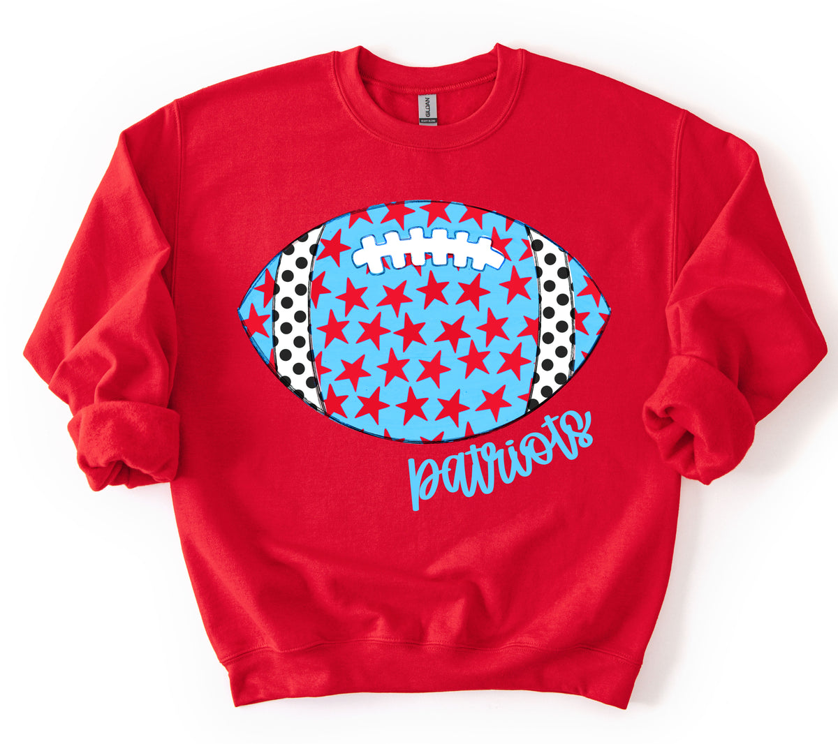 Custom Star Football Sweatshirt/ Any Team Name/ Patriots Star Football Shirt - Youth and Adult Sizes