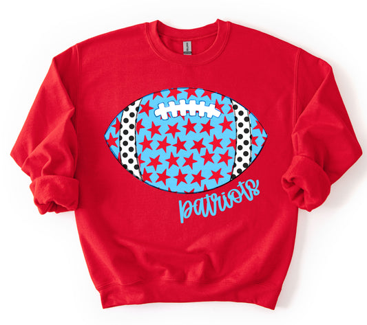 Custom Star Football Sweatshirt/ Any Team Name/ Patriots Star Football Shirt - Youth and Adult Sizes
