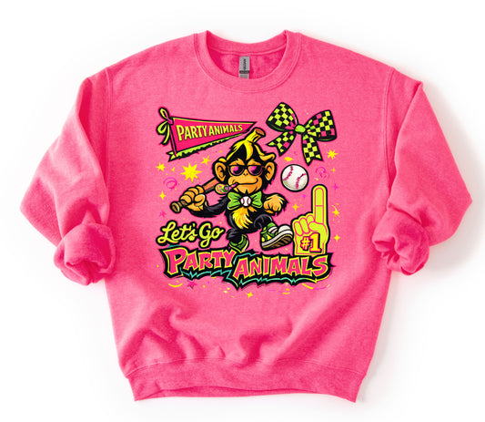 Bright Pink Party Animal Sweatshirt/ Youth and Adult Sizes