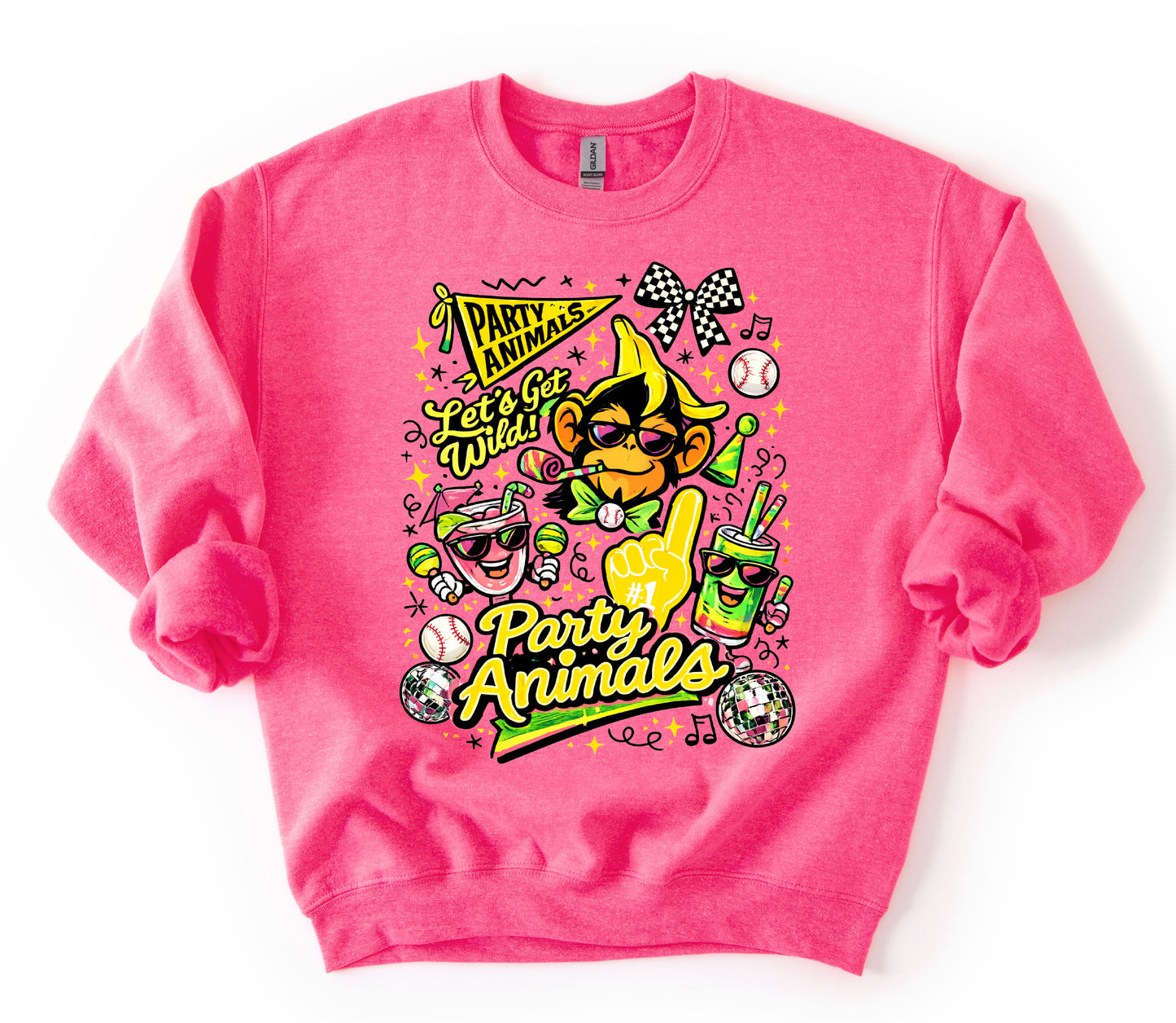 Bright Pink Party Animals Sweatshirt/ Youth and Adult Sizes