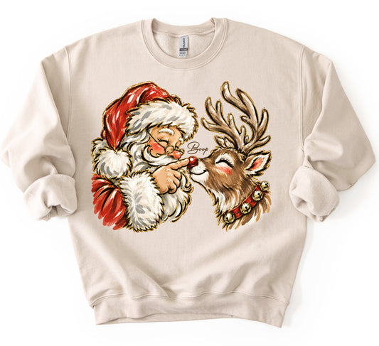 Santa Boop Gildan or Bella Christmas Sweatshirt/ Holiday Sweatshirt/ Youth and Adult Sizes