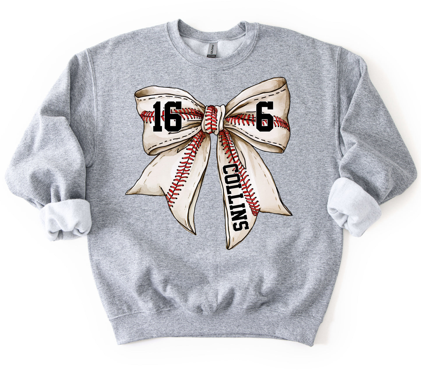 Fully Customizeable Baseball Bow Sweatshirt/ Gildan and Bella Brand Options