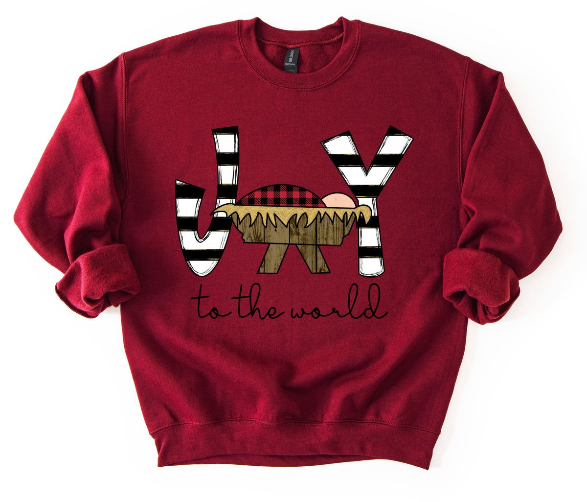 Cardinal Red Joy To The World Christmas Sweatshirt /  Adult Sizes/ Bella or Gildan Brand