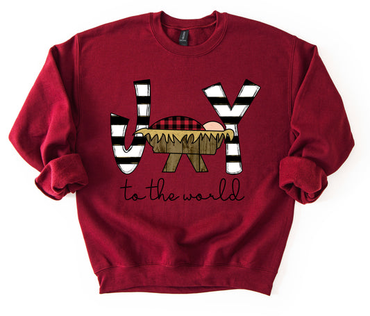 Cardinal Red Joy To The World Christmas Sweatshirt /  Adult Sizes/ Bella or Gildan Brand