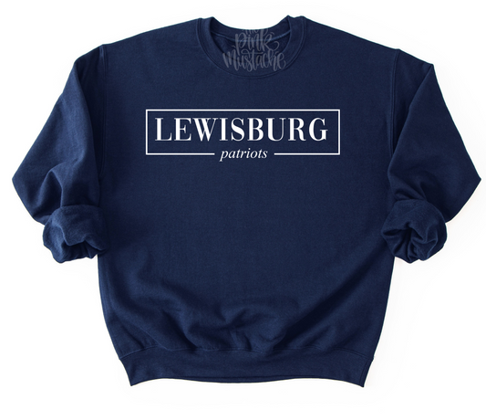 Comfort Colors Lewisburg Patriots Box (Or Any Other School) Sweatshirt - Youth and Adult Sizes