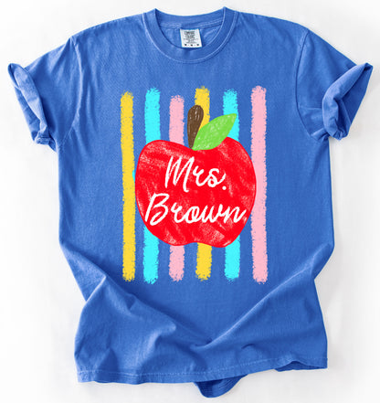 Comfort Colors Back To School Teachers Shirt/ Personalized Teacher Name Shirt/ Adult Sizes
