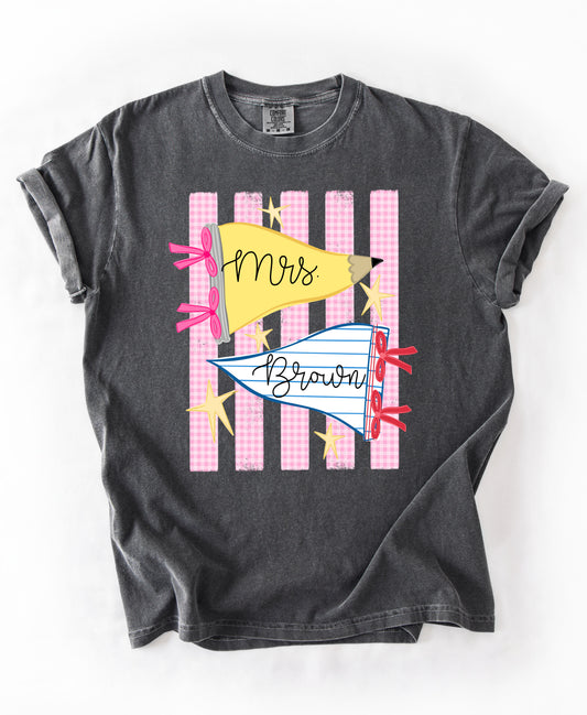 Custom Mrs/Miss/Ms -Personalized Teacher Shirt/ MULTIPLE COLOR OPTIONS/ Custom Comfort Colors or Bella Canvas - Mrs. Teacher Name Tee/ Teacher Gifts/ Teacher Team Shirts