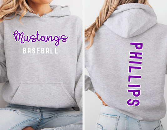 Mustangs Baseball Hoodie - Customized Front and Back