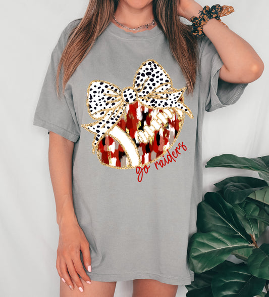 Comfort Colors or Bella Canvas Go Raiders Football Shirt/ Youth and Adult Sizes/ Faux Glitter