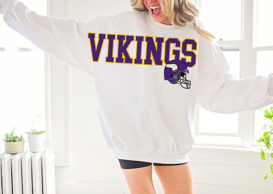 Gildan, Bella, or Comfort Colors Vikings Football Sweatshirt