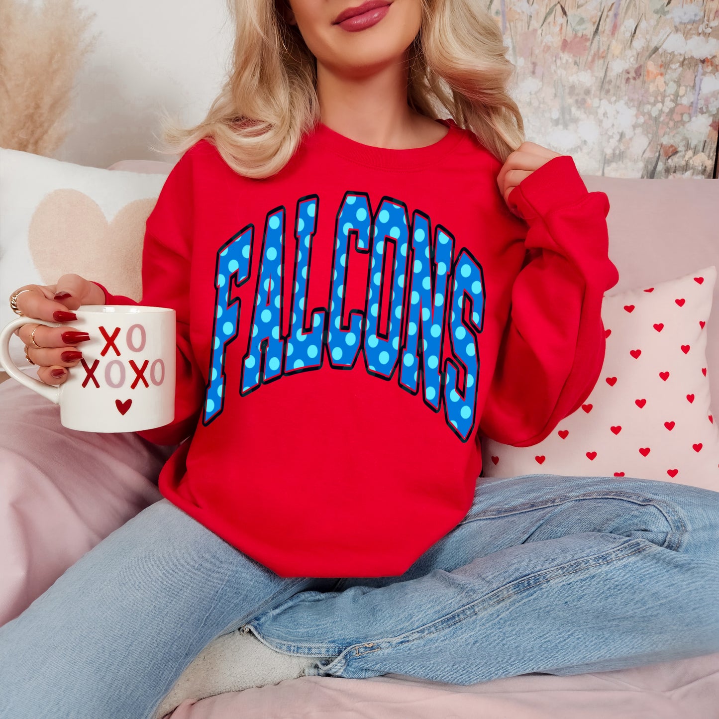Falcons Bella or Gildan Polka Dot Sweatshirt/ Youth and Adult Sizes