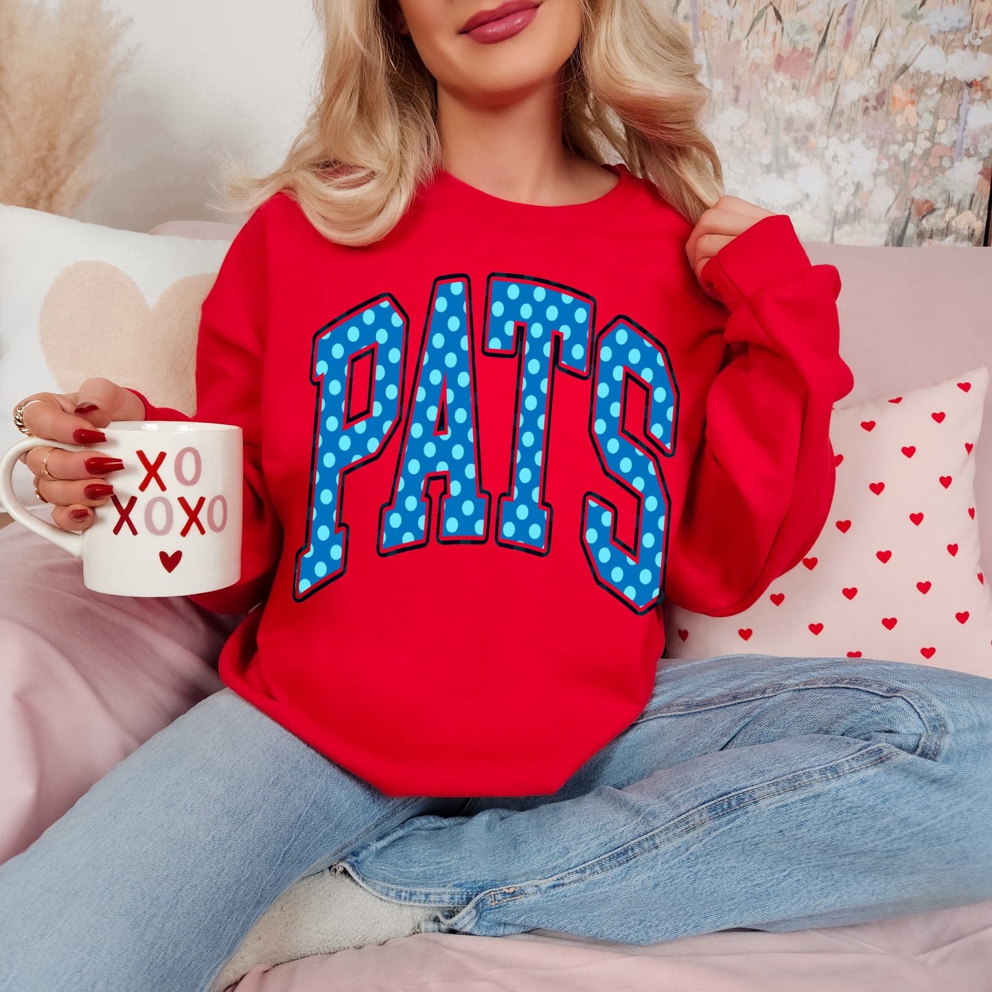 Pats Polka Dot Sweatshirt / Youth and Adult Sizes/ Lewisburg -Desoto County Schools- Bella or Gildan Brand