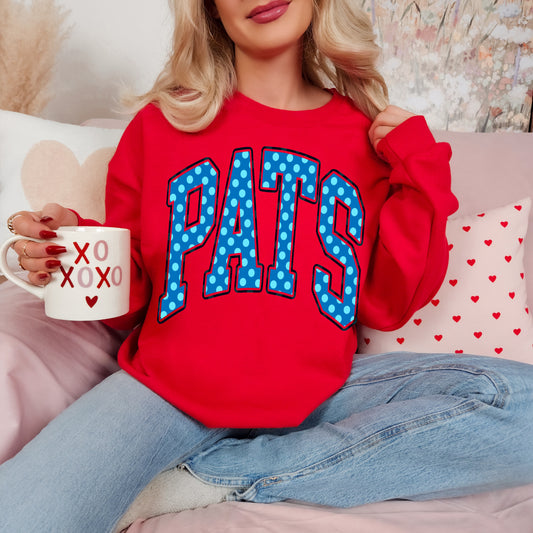 Pats Polka Dot Sweatshirt / Youth and Adult Sizes/ Lewisburg -Desoto County Schools- Bella or Gildan Brand